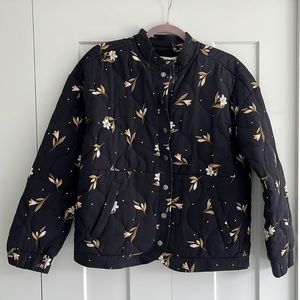 Saltwater Luxe Black Flower Print Bomber Jacket